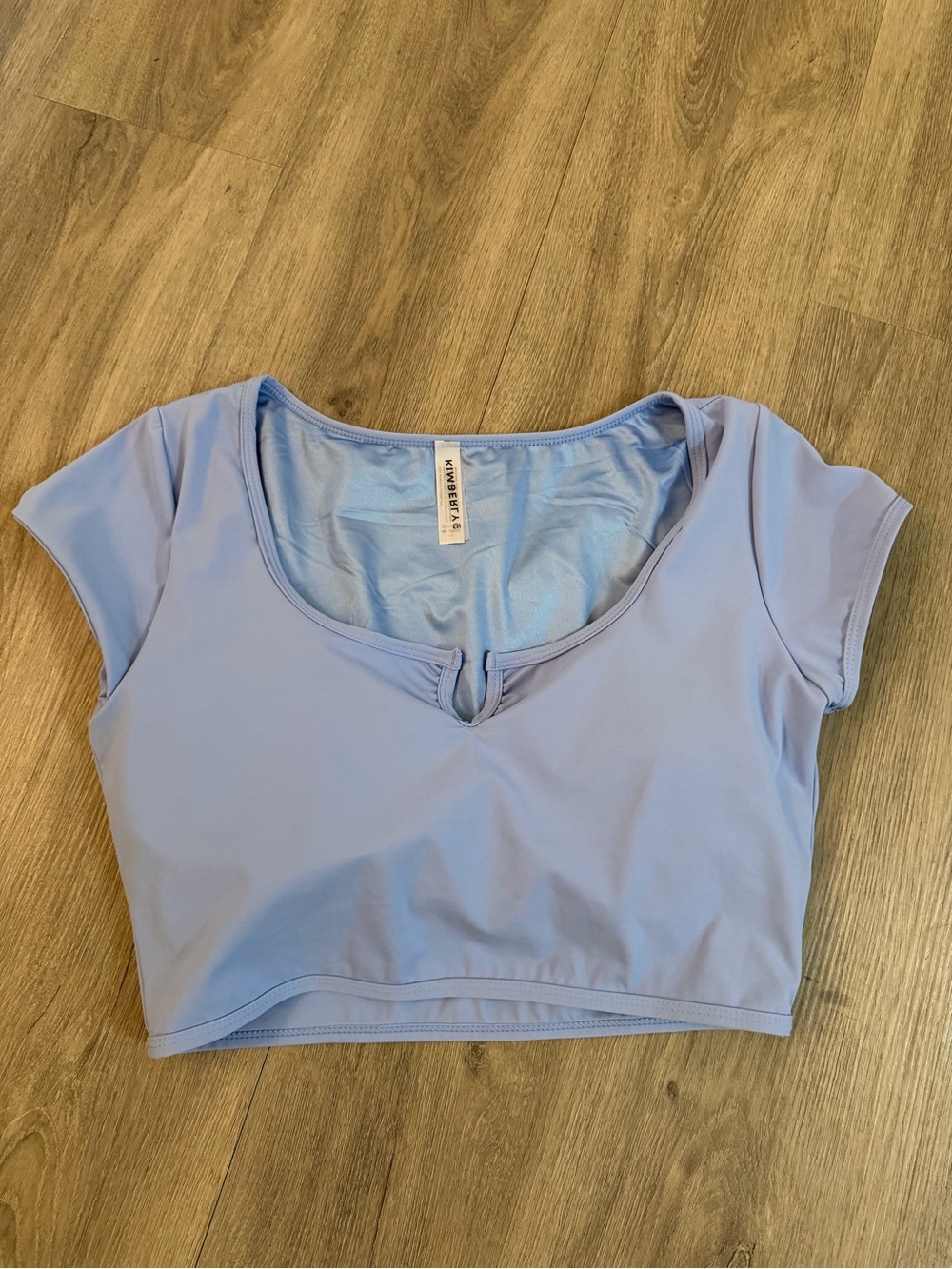 Kimberly Periwinkle Scoop-Neck Short Sleeve Crop Top